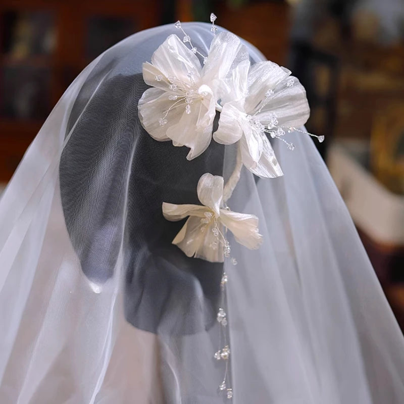 Fairy Milk Tea Floral Crystal Bridal Earrings