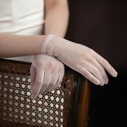 Classic Soft Tulle Short Bridal Gloves – Elegant Wedding Accessory