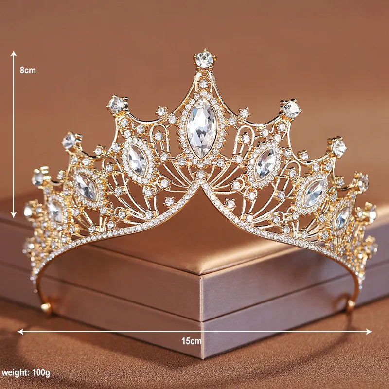 Noble Silver Crystal Bridal Crown – Rhinestone Tiara for Weddings & Parties