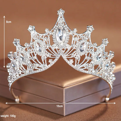 Noble Silver Crystal Bridal Crown – Rhinestone Tiara for Weddings & Parties