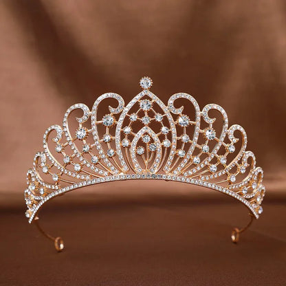 Golden Baroque Crystal Tiara – Rhinestone Bridal & Prom Crown Headband