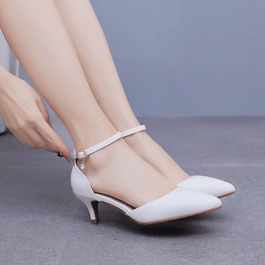 White Stiletto Pumps – 5CM Pointed Toe Elegant Banquet Shoes