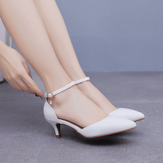 White Stiletto Pumps – 5CM Pointed Toe Elegant Banquet Shoes