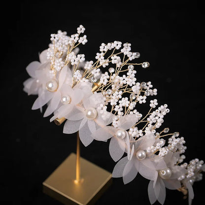 Flower Pearl Tiara Headband – Bridal & Party Accessory