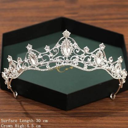 Silver Bridal Crown & Tiara – Crystal Rhinestone Wedding Hair Accessories