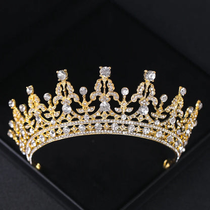 Gold Crystal Bridal Tiara – Rhinestone Wedding & Prom Crown