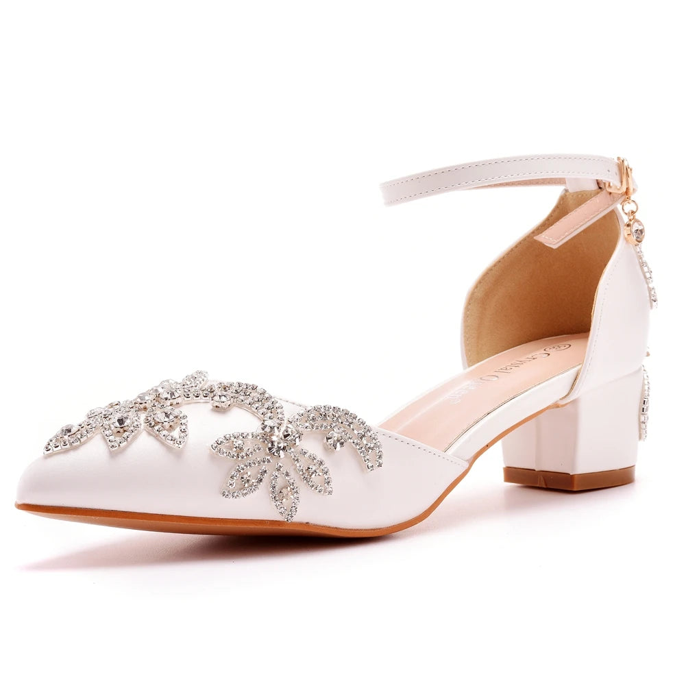 Crystal Queen White Rhinestone Wedding Pumps – Pointed Toe Sandals