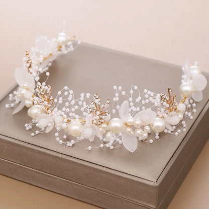 Pearl Flower Bridal Headband – Crystal Wedding Crown & Hair Jewelry