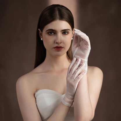 Classic Soft Tulle Short Bridal Gloves – Elegant Wedding Accessory