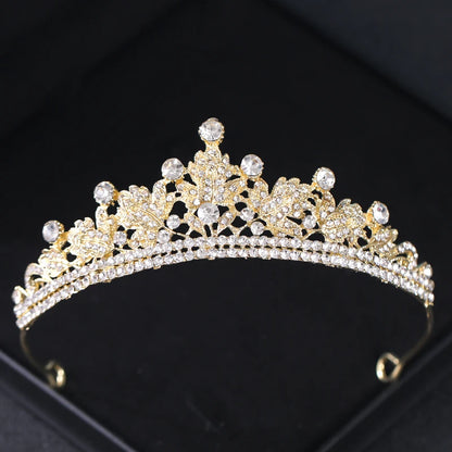 Gold Crystal Bridal Tiara – Rhinestone Wedding & Prom Crown