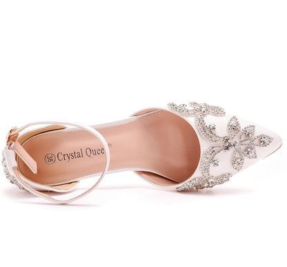 Crystal Queen White Rhinestone Wedding Pumps – Pointed Toe Sandals