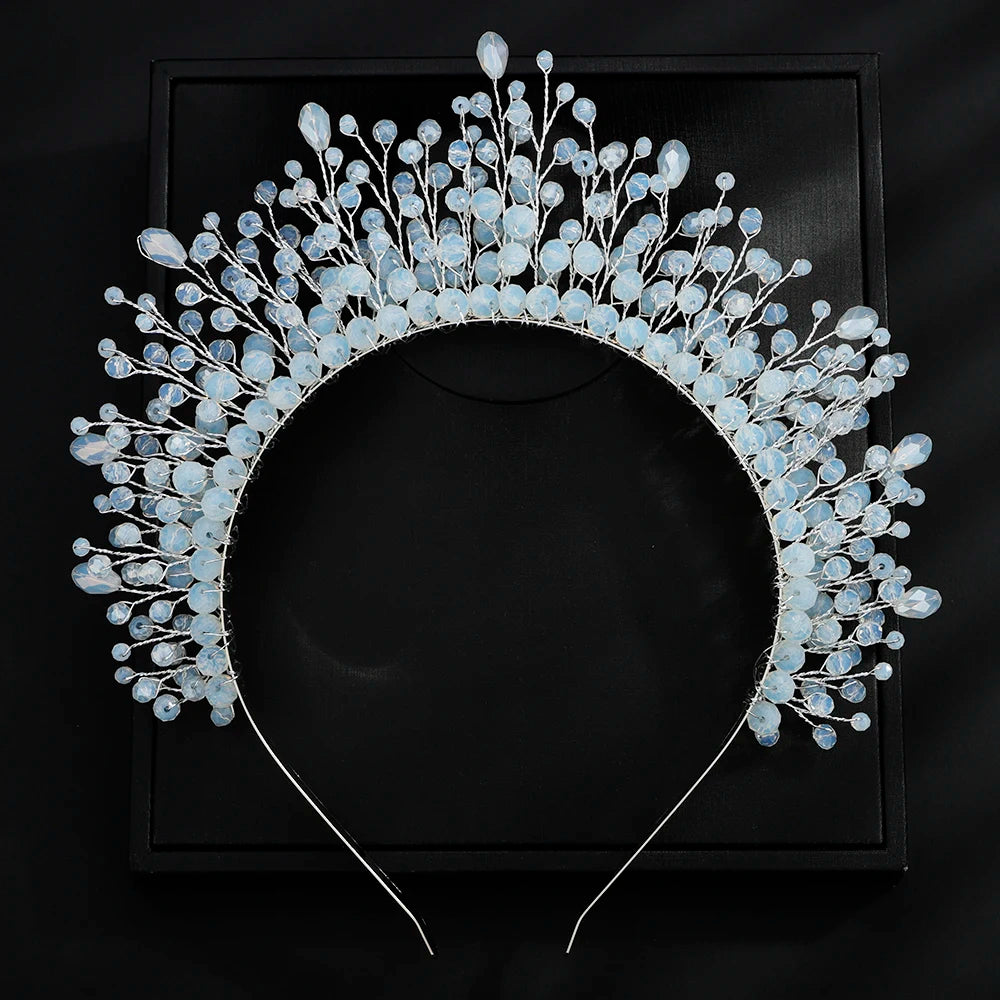 9 Colors Crystal Bridal Crown – Luxury Silver Headband for Weddings & Parties