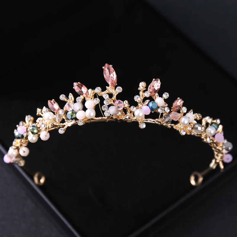 Gold Crystal Bridal Tiara – Rhinestone Wedding & Prom Crown