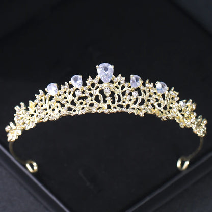 Gold Crystal Bridal Tiara – Rhinestone Wedding & Prom Crown