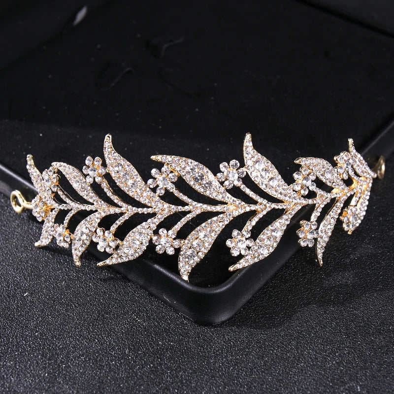 Gold Crystal Bridal Tiara – Rhinestone Wedding & Prom Crown