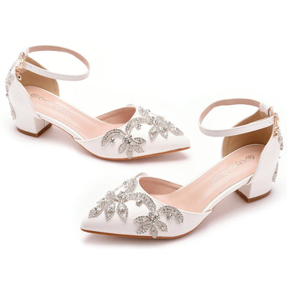 Crystal Queen White Rhinestone Wedding Pumps – Pointed Toe Sandals