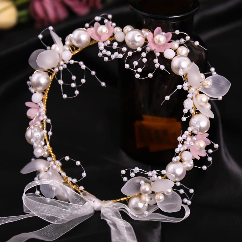 Pearl Flower Bridal Headband – Crystal Wedding Crown & Hair Jewelry