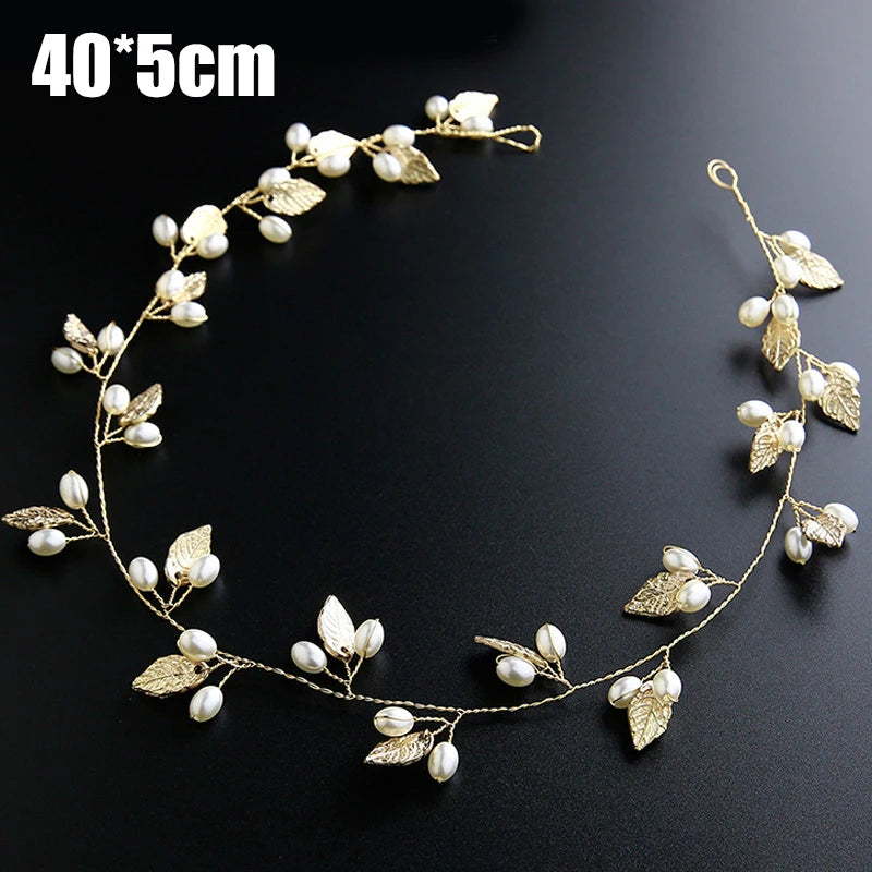 Crystal Pearl Bridal Tiara – 35cm Diamante Hair Vine & Wedding Accessories