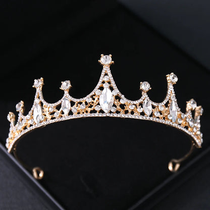 Gold Crystal Bridal Tiara – Rhinestone Wedding & Prom Crown