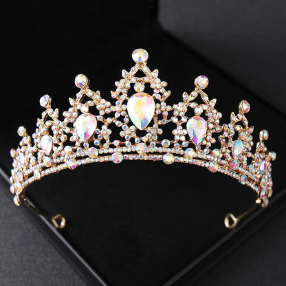 Gold Crystal Bridal Tiara – Rhinestone Wedding & Prom Crown