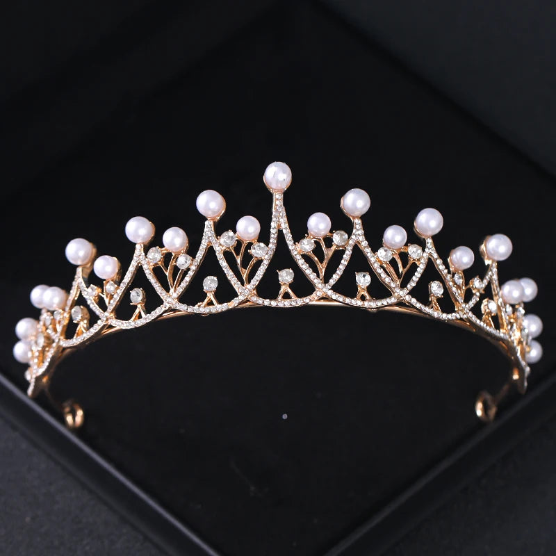 Gold Crystal Bridal Tiara – Rhinestone Wedding & Prom Crown