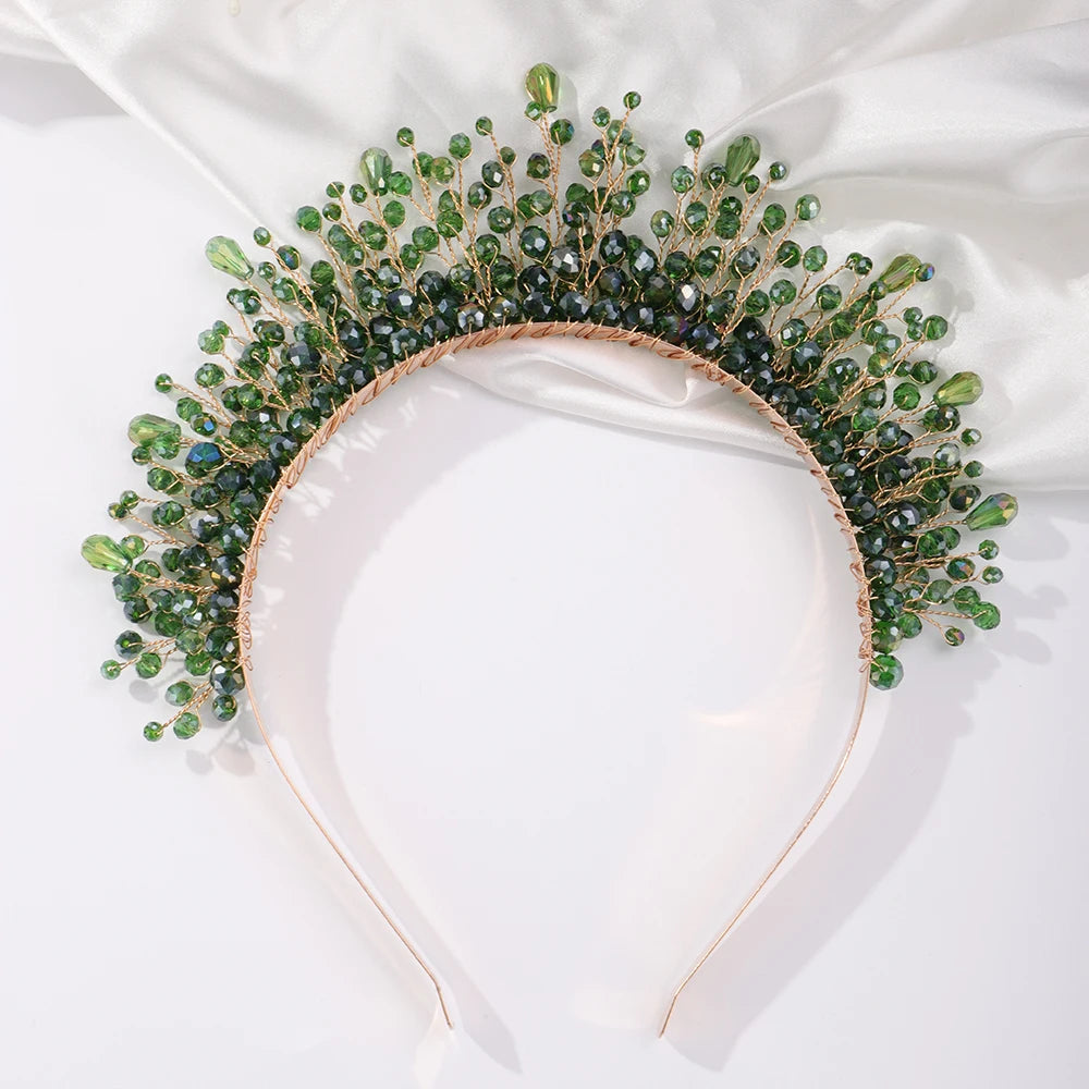 9 Colors Crystal Bridal Crown – Luxury Silver Headband for Weddings & Parties