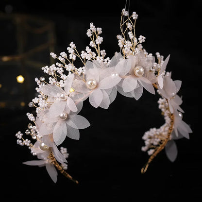 Flower Pearl Tiara Headband – Bridal & Party Accessory