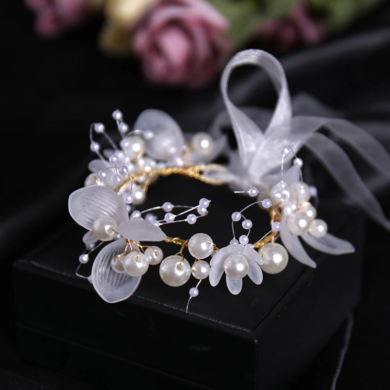 Pearl Flower Bridal Headband – Crystal Wedding Crown & Hair Jewelry