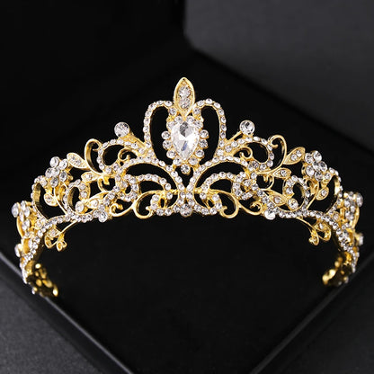 Gold Crystal Bridal Tiara – Rhinestone Wedding & Prom Crown