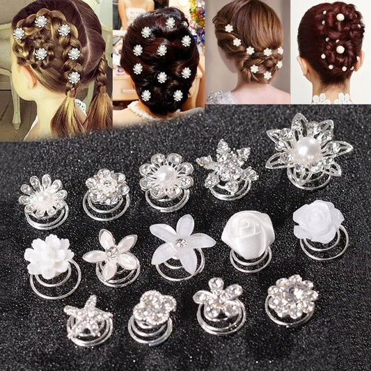 10Pcs Bridal Crystal Hair Pins – Spiral Twists & Wedding Hair Accessories