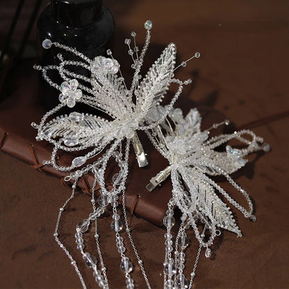 Mori Crystal Beaded Edge Clip Hair wear Ear Hang New Bridal Headdress wedding hair jewelry