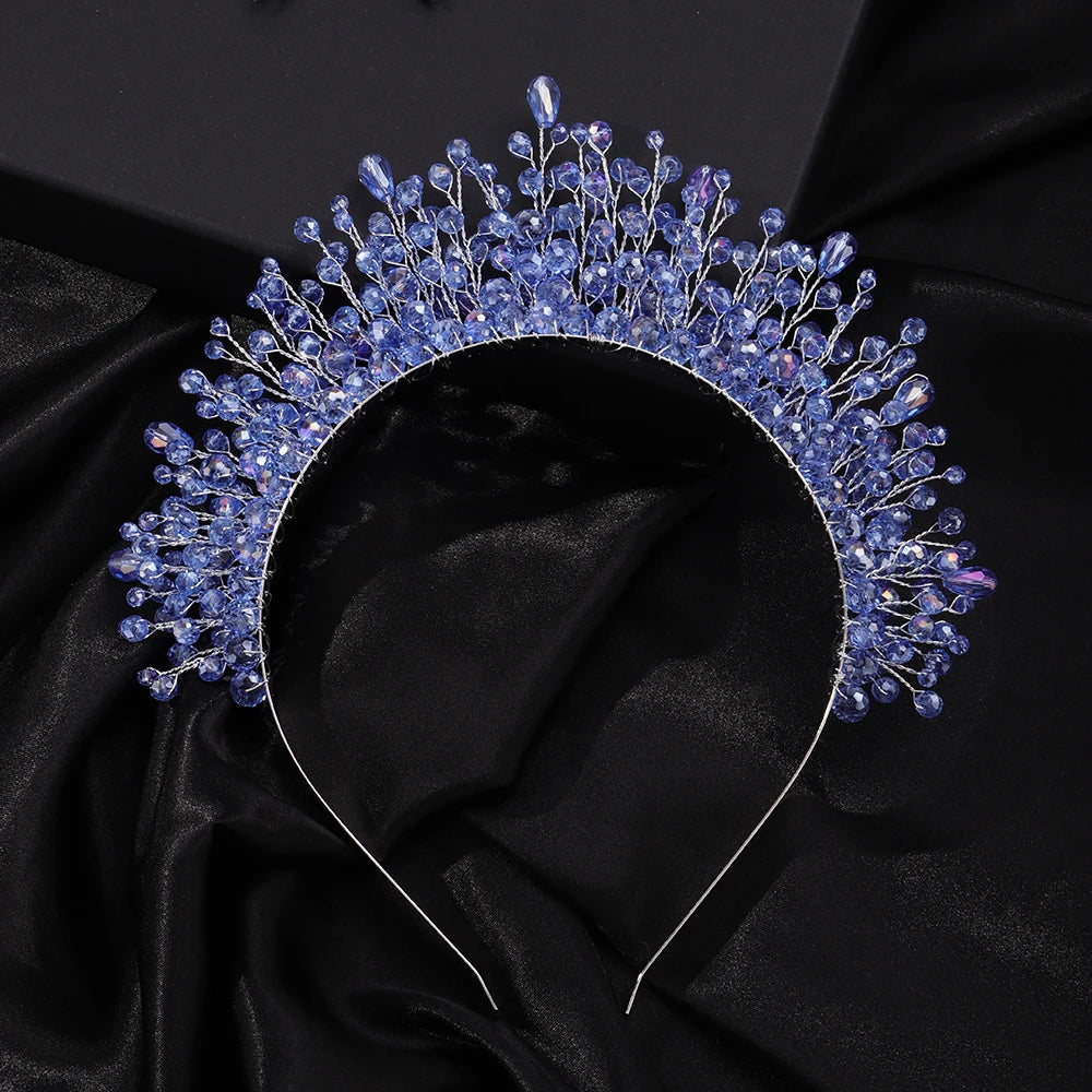 9 Colors Crystal Bridal Crown – Luxury Silver Headband for Weddings & Parties