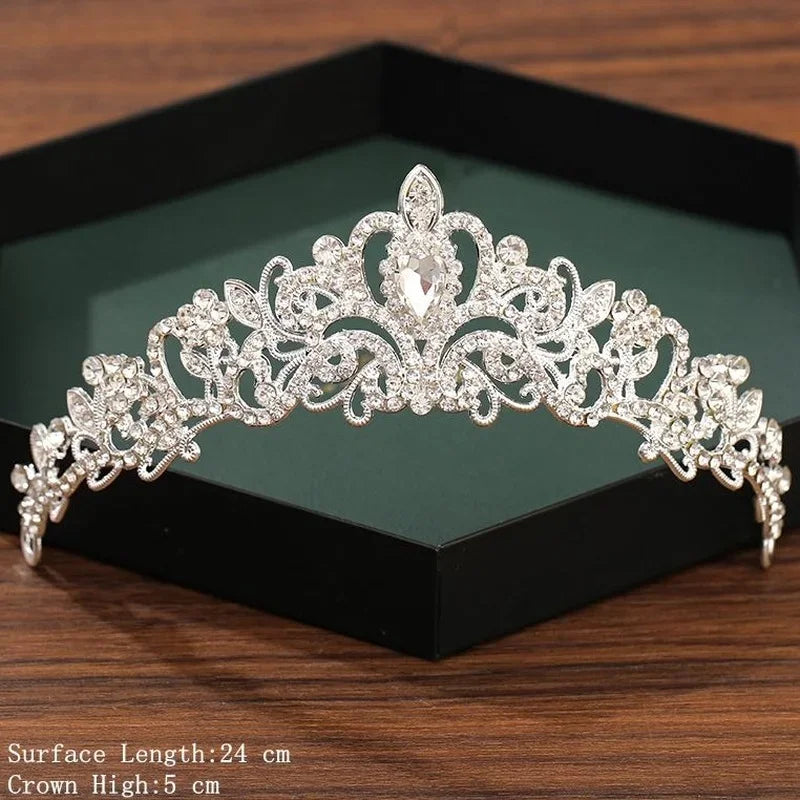 Silver Bridal Crown & Tiara – Crystal Rhinestone Wedding Hair Accessories