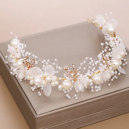 Pearl Flower Bridal Headband – Crystal Wedding Crown & Hair Jewelry