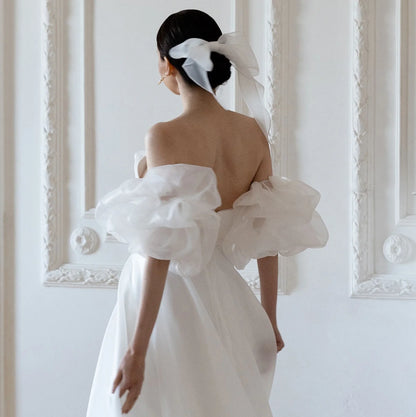 Detachable Puffy Organza Wedding Sleeves – Fingerless Bridal Gloves