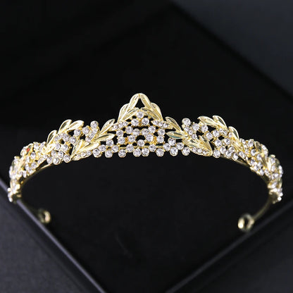 Gold Crystal Bridal Tiara – Rhinestone Wedding & Prom Crown