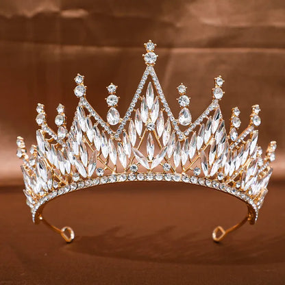 Golden Baroque Crystal Tiara – Rhinestone Bridal & Prom Crown Headband