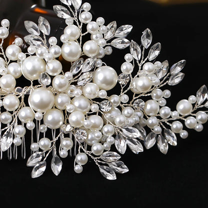 Luxurious Pearl Hair Comb – Rhinestone Wedding Headband & Accessories