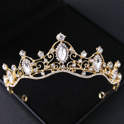 Gold Crystal Bridal Tiara – Rhinestone Wedding & Prom Crown