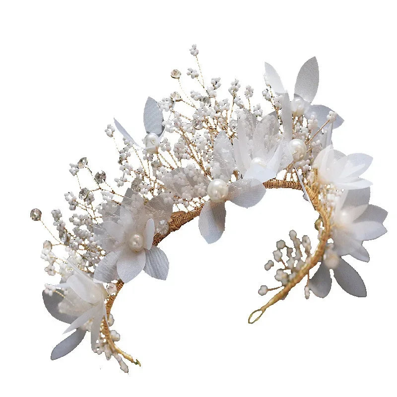 Flower Pearl Tiara Headband – Bridal & Party Accessory