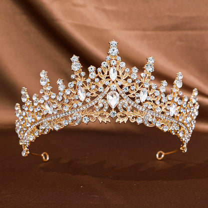 Golden Baroque Crystal Tiara – Rhinestone Bridal & Prom Crown Headband