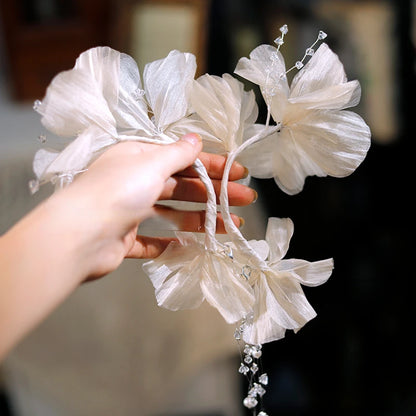 Fairy Milk Tea Floral Crystal Bridal Earrings