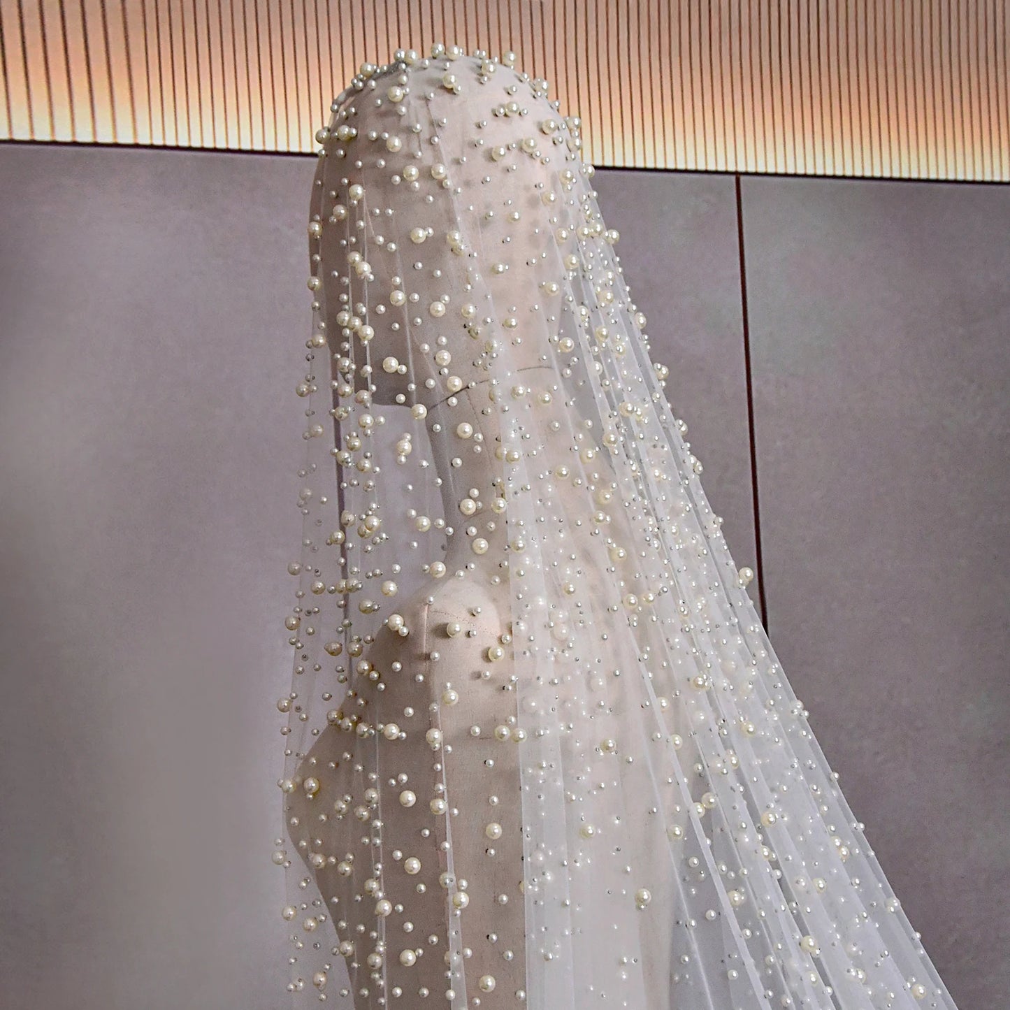 Luxury Beaded Bridal Veil – Extra Long 3M Royal Cathedral Wedding Veil with Comb