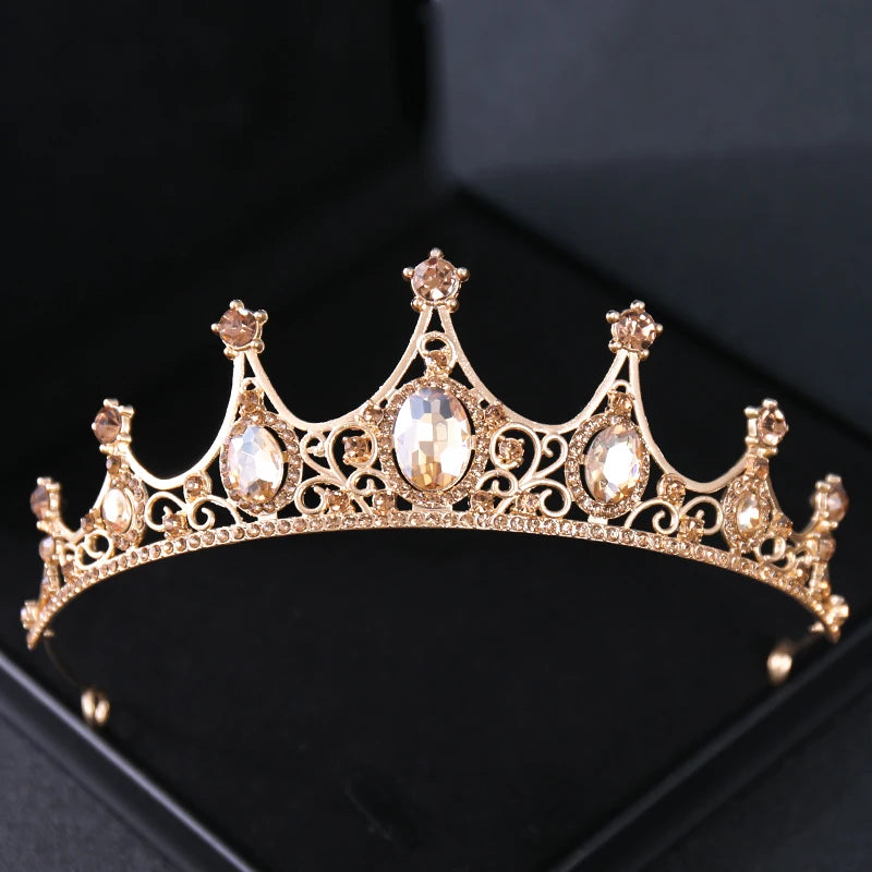 Gold Crystal Bridal Tiara – Rhinestone Wedding & Prom Crown