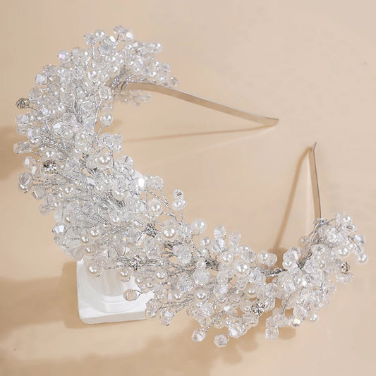 Luxury Pearl Crystal Bridal Crown – Vintage Rhinestone Headband for Weddings & Parties