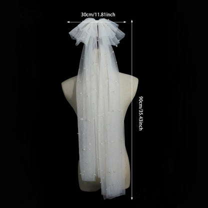 Canan Pearl Bow Bridal Veil – Elegant Wedding Headdress