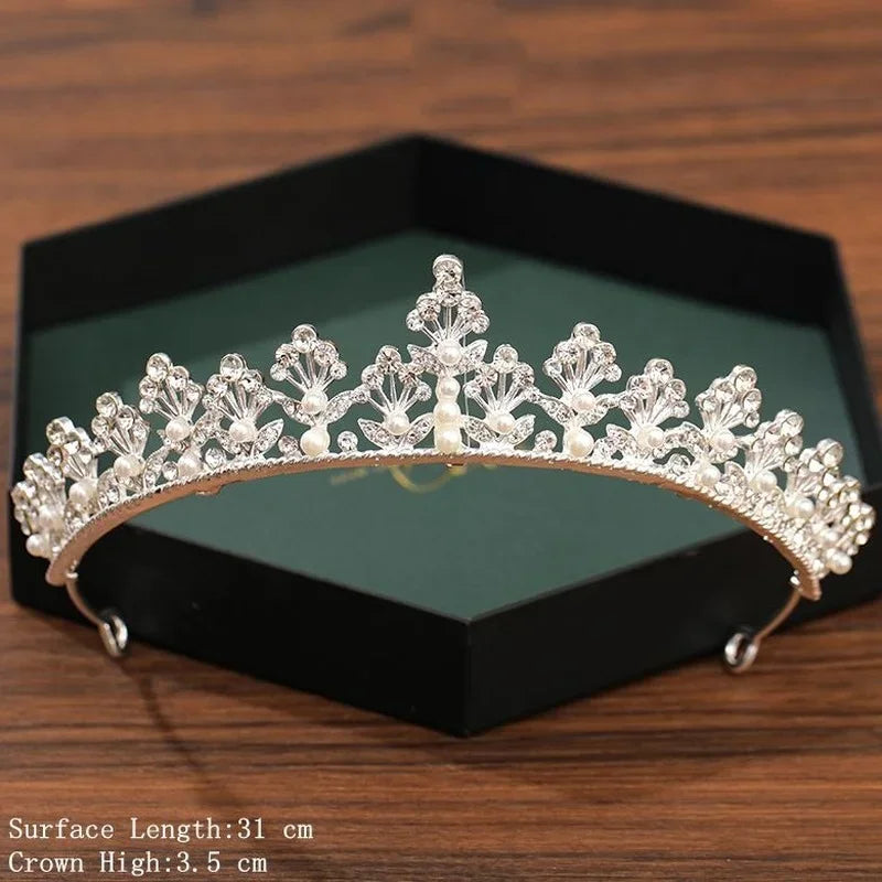 Silver Bridal Crown & Tiara – Crystal Rhinestone Wedding Hair Accessories