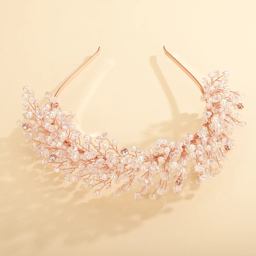 Luxury Pearl Crystal Bridal Crown – Vintage Rhinestone Headband for Weddings & Parties