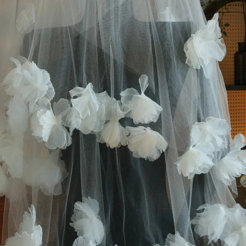 bride new fluffy veil silk yarn flower design headdress Mori simple dress photo accessories