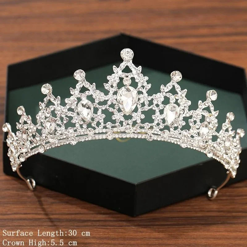 Silver Bridal Crown & Tiara – Crystal Rhinestone Wedding Hair Accessories